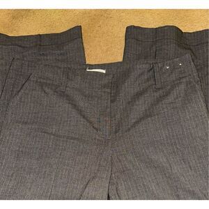 New York & Company Stretch Gray Pinstriped Trousers Women size 14 Tall